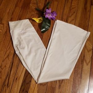 White sheen flared bell bottom pants